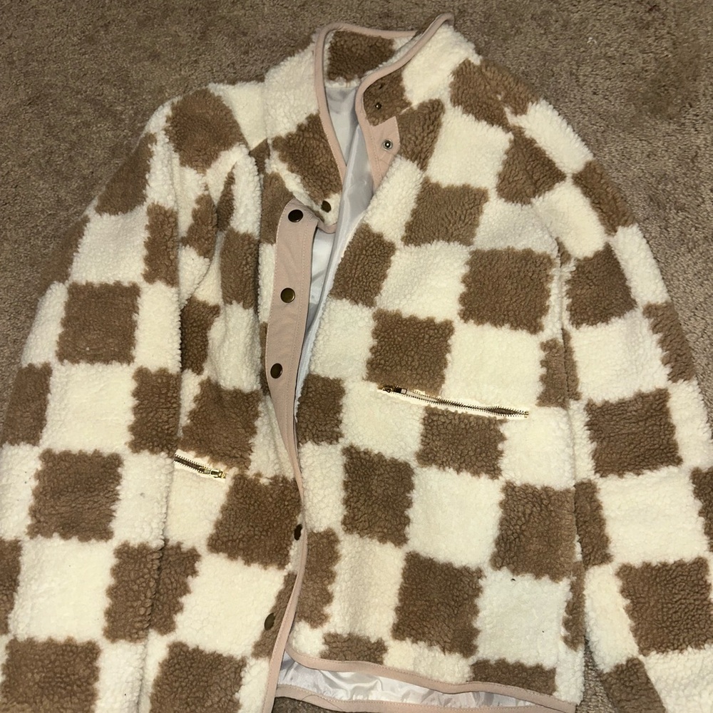 Checkered button up sweater